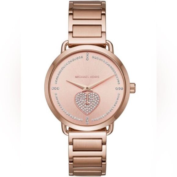 Michael Kors Portia Rose Gold Pink Heart Watch in Box 36mm - Picture 13 of 13